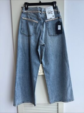 rag & bone Light Blue High-Rise Ankle Wide Leg Jeans
